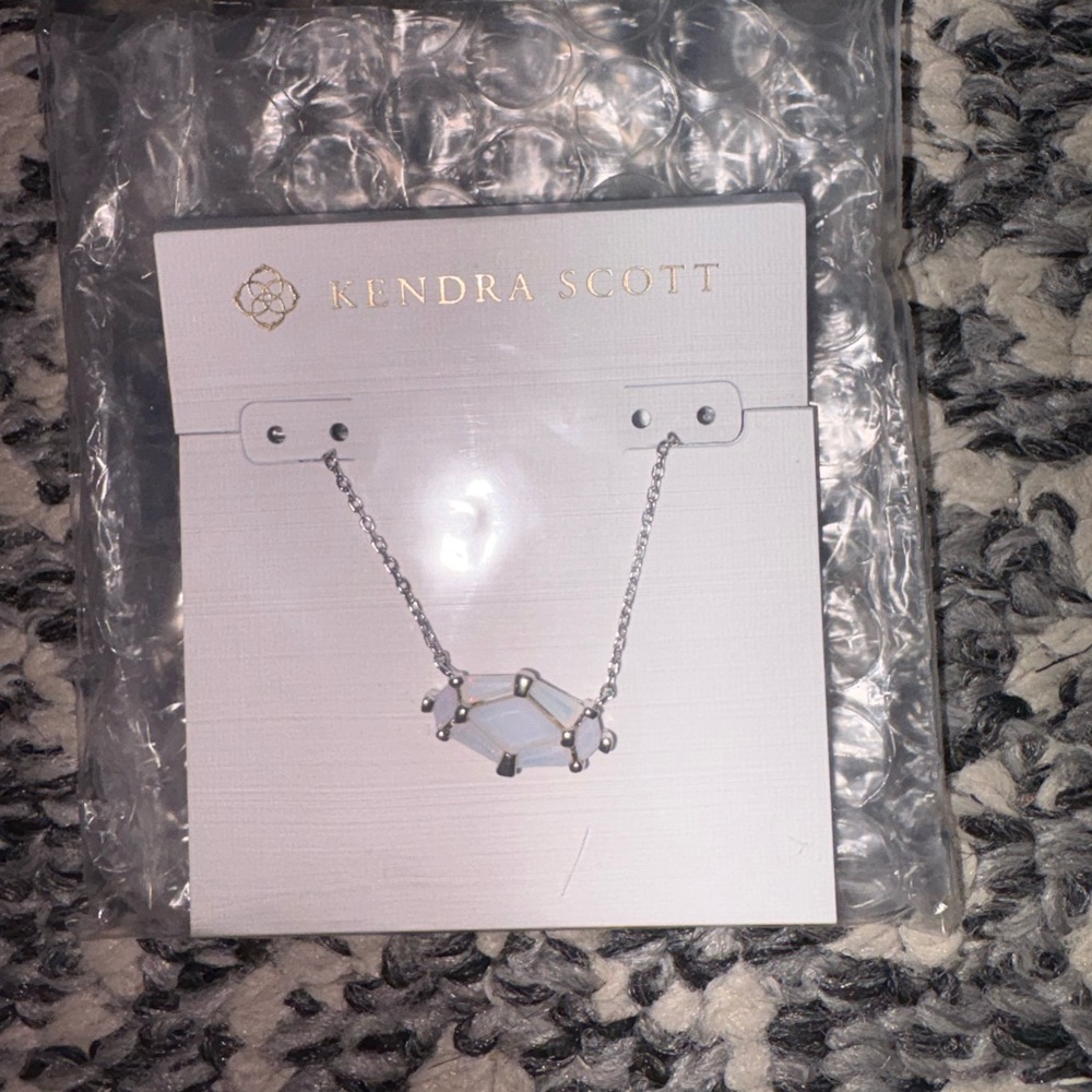 Kendra Scott Silver Necklace with Iridescent Pendant